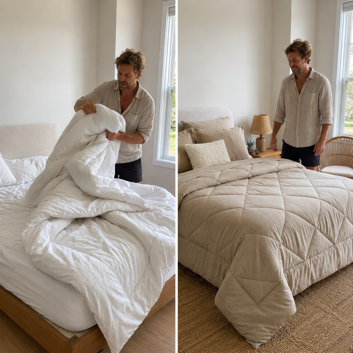 Sleep Club doona on a bed